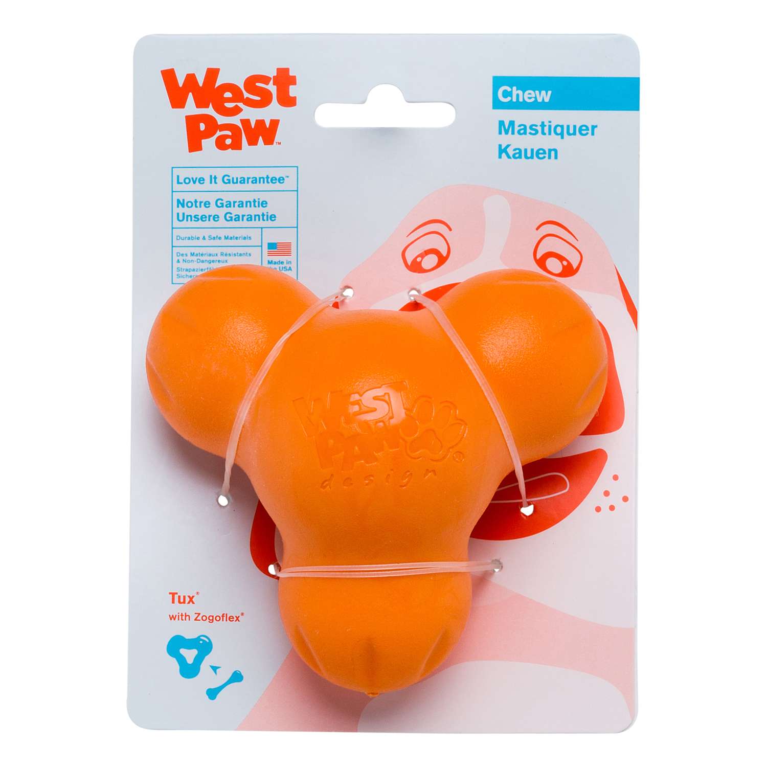 Игрушка для собак West Paw Zogoflex Tux для лакомств L Оранжевый - фото 2