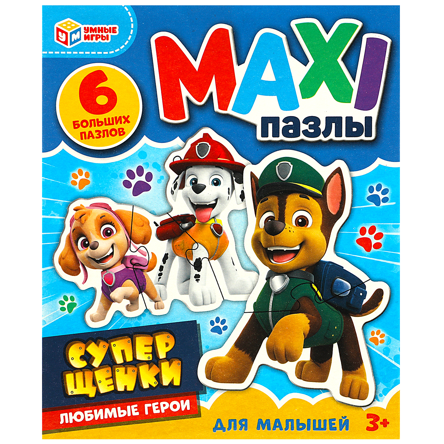 MAXI пазлы Умные игры Супер щенки Любимые герои 6 больших пазлов для малышей - фото 1