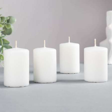 Набор свечей-цилиндров Fibo белые интерьерные 4 штуки 6x4 см