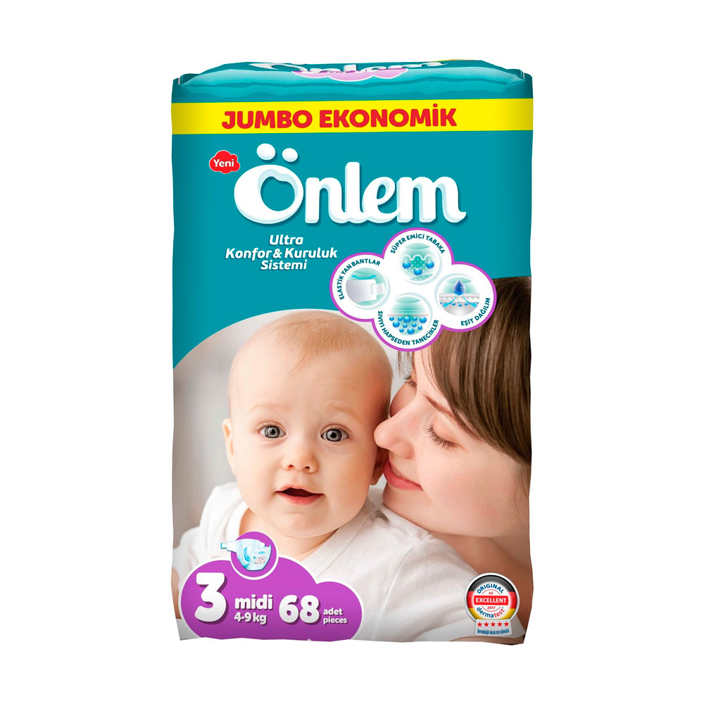 Детские подгузники Onlem Classik 3 (4-9kg) jumbo (68шт. в уп.) - фото 1