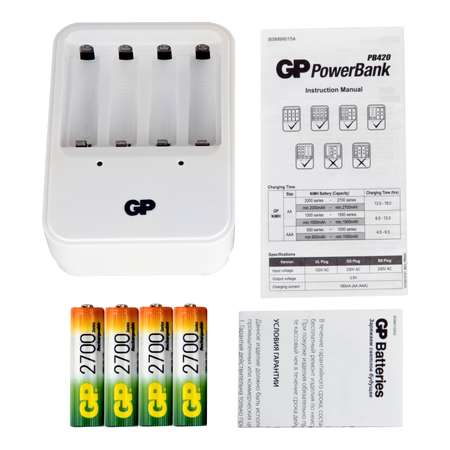 Набор GP Зарядное устройство PB420 и 4 аккумулятора АА (LR6) (PB420GS270AAHCF-CR4)