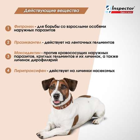 Капли для собак Inspector Quadro 40-60кг от наружных и внутренних паразитов 6мл