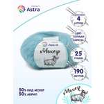 Пряжа Astra Premium Мохер Mohair полушерстяная с ворсом 25 г 190 м 36 голубая бирюза 4 мотка