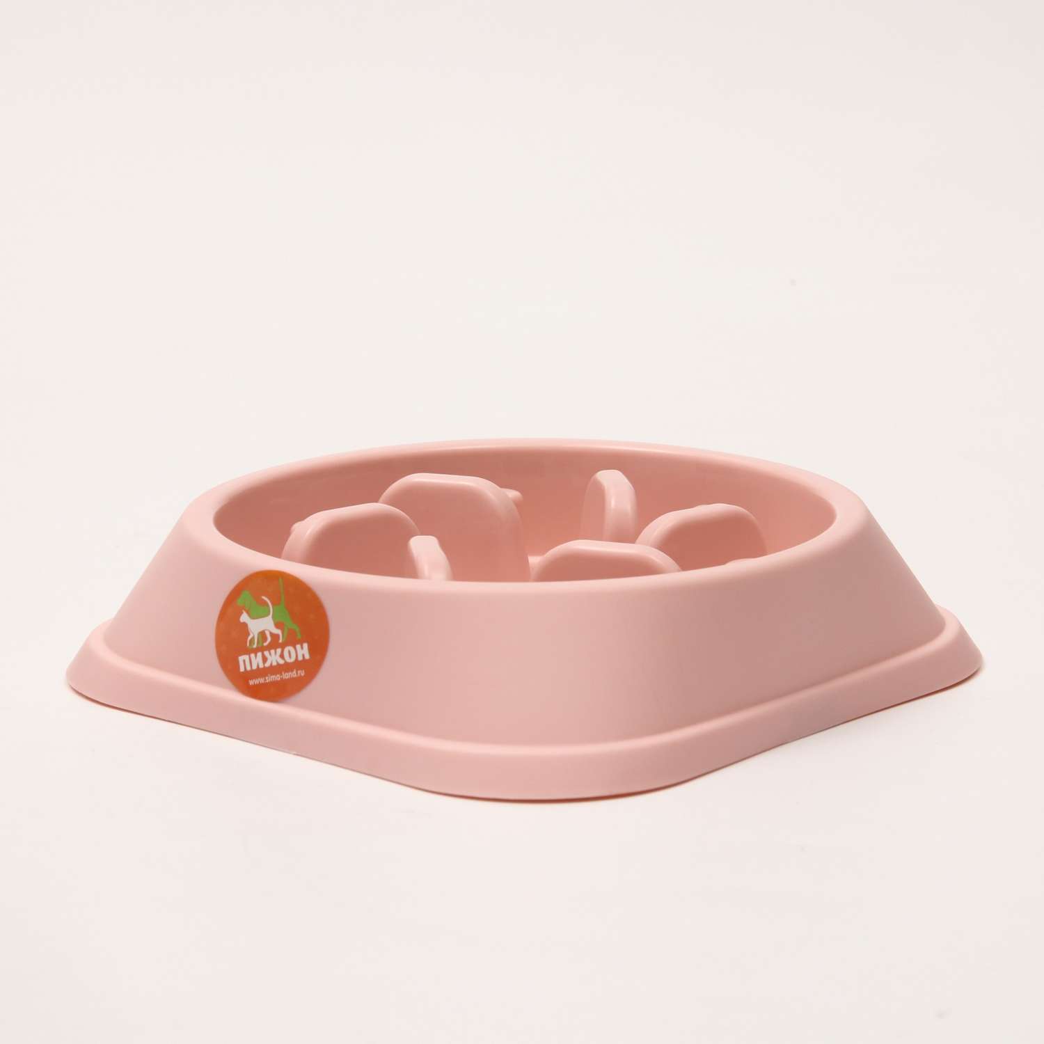 Миска Пижон Медленное кормление от переедания 20х20х4.5 см розовая 150 мл - фото 3