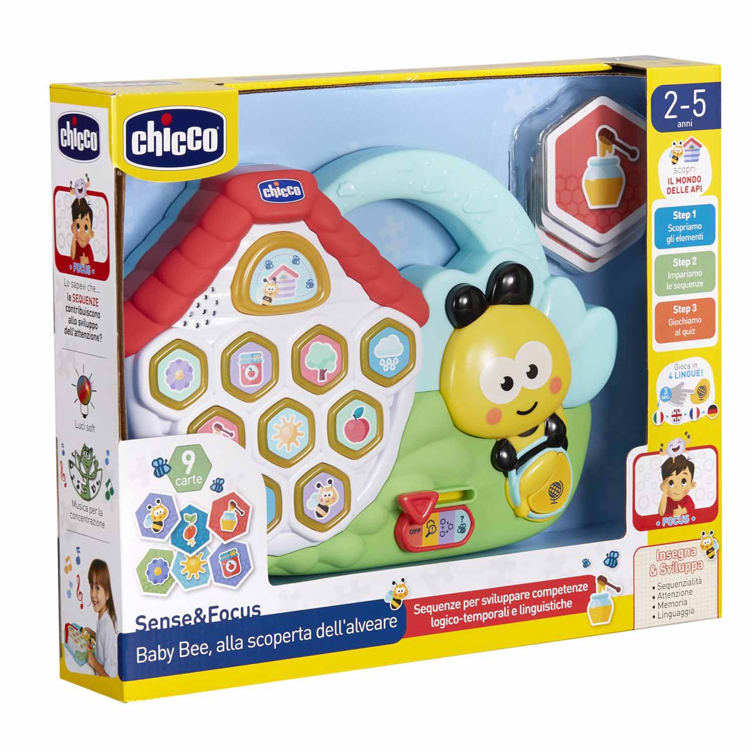 Игрушка развивающая Chicco Пчелка на 4языках 00010684000180