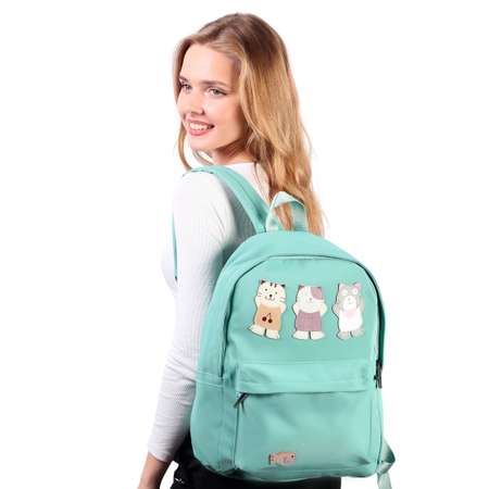 Рюкзак с косметичкой Pretty Mania Коты зеленый