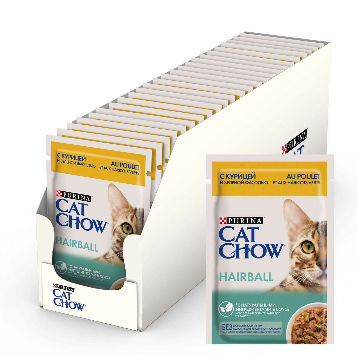 Корм влажный для кошек Cat Chow 85г курицей и зеленой фасолью для профилактики образования комков шерсти - фото 4