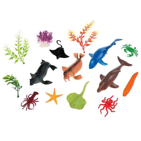Набор фигурок Играем Вместе пластизоль подводный мир 11 животных +4 водоросли 298696