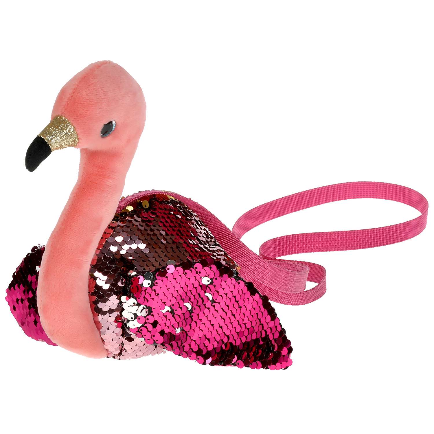 Мягкая сумочка Мой питомец в виде фламинго из пайеток 308184 - фото 4