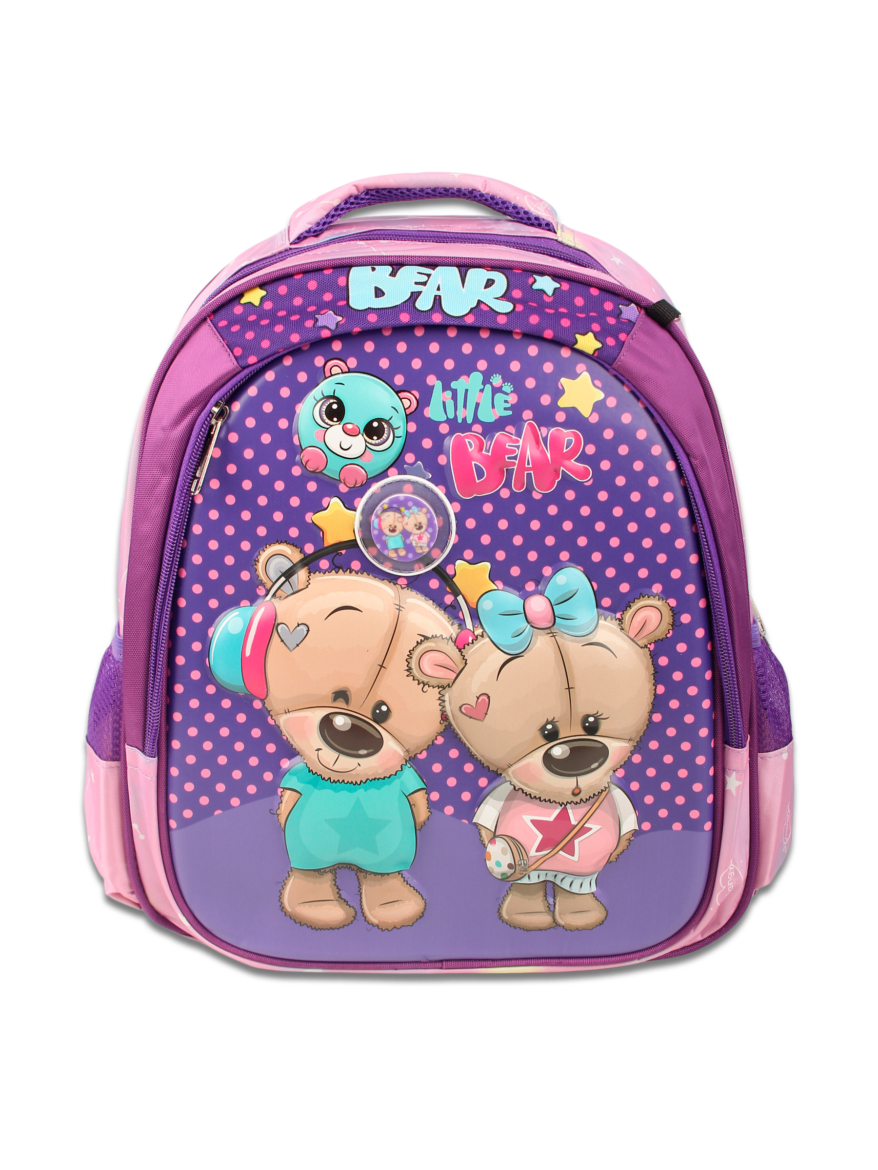 Рюкзак школьный с пеналом Little Mania Мишки фиолетовый - фото 3