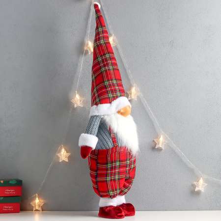 Кукла интерьерная Зимнее волшебство «Дед Мороз только нос в клетчатом наряде» 87х31х18 см