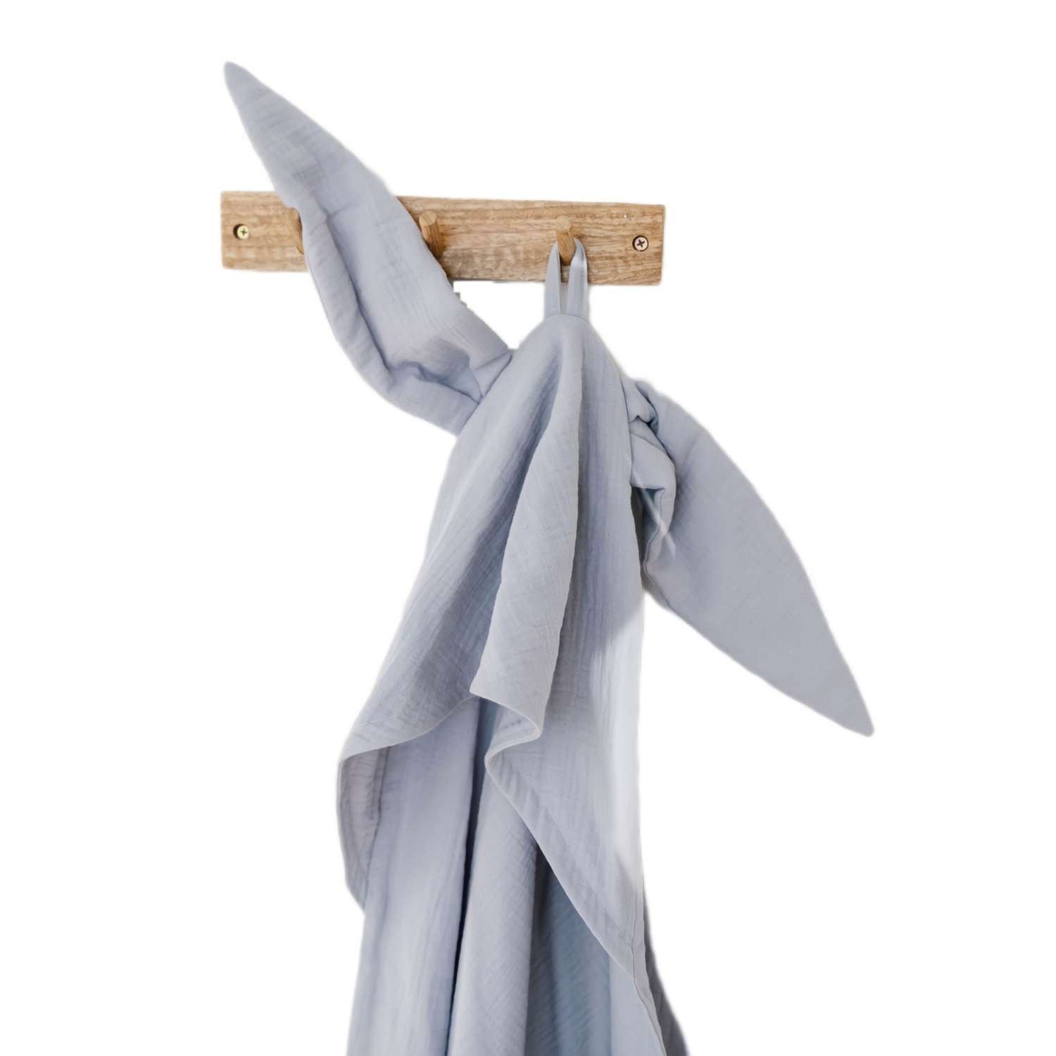 Муслиновое полотенце EcoMuslin с капюшоном серый зайчик 110х110 см - фото 5