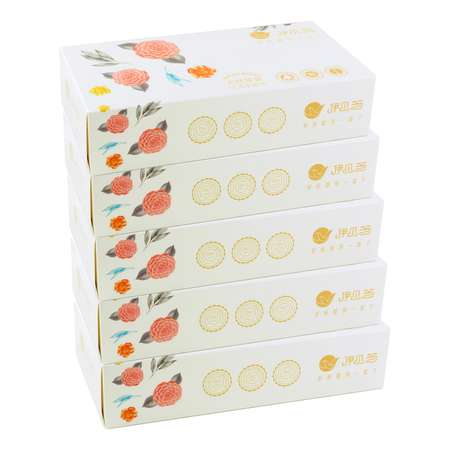 Бумажные салфетки IBEZ в коробке премиальные двухслойные 5 упаковок по 100 штук