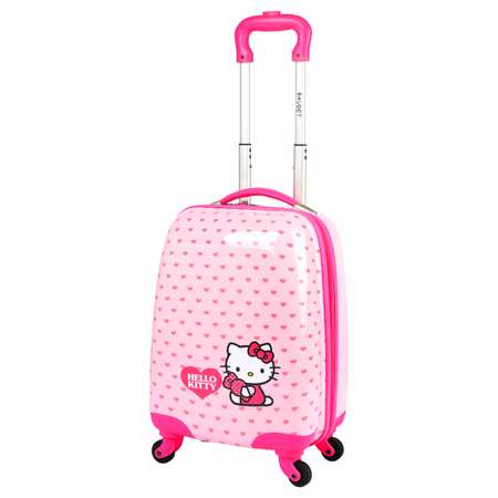 Детский чемодан BAUDET HELLO KITTY розовый c сердечками из поликарбоната 32 см на четырех колесах