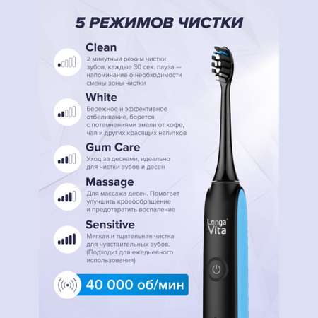 Электрическая зубная щётка LONGA VITA UltraMax Чёрная