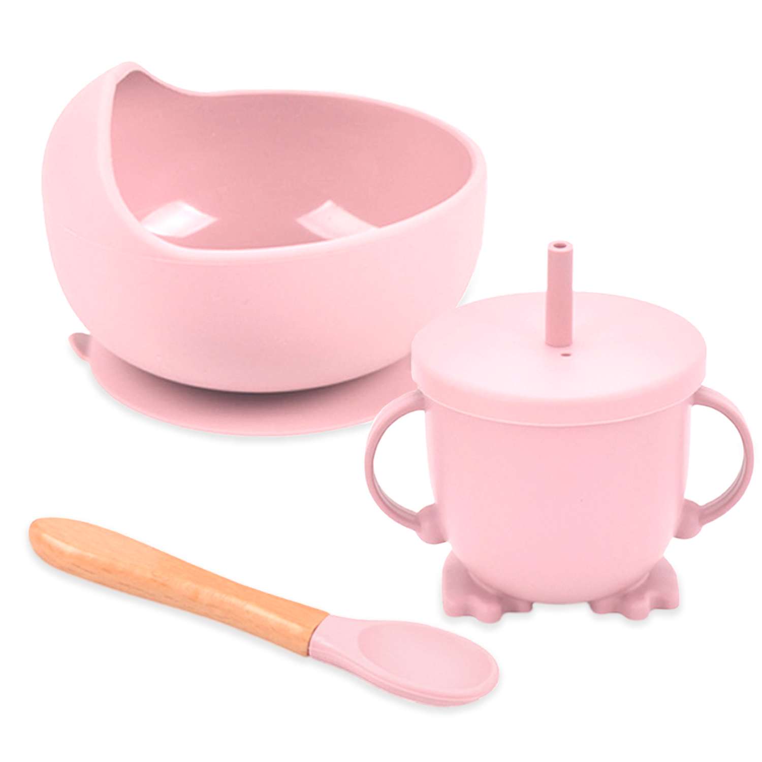 Набор для кормления для малыша WiMi силиконовый розовый - фото 1