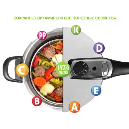 Кастрюля-скороварка GFGRIL с функцией пароварки Cook Smart 5л