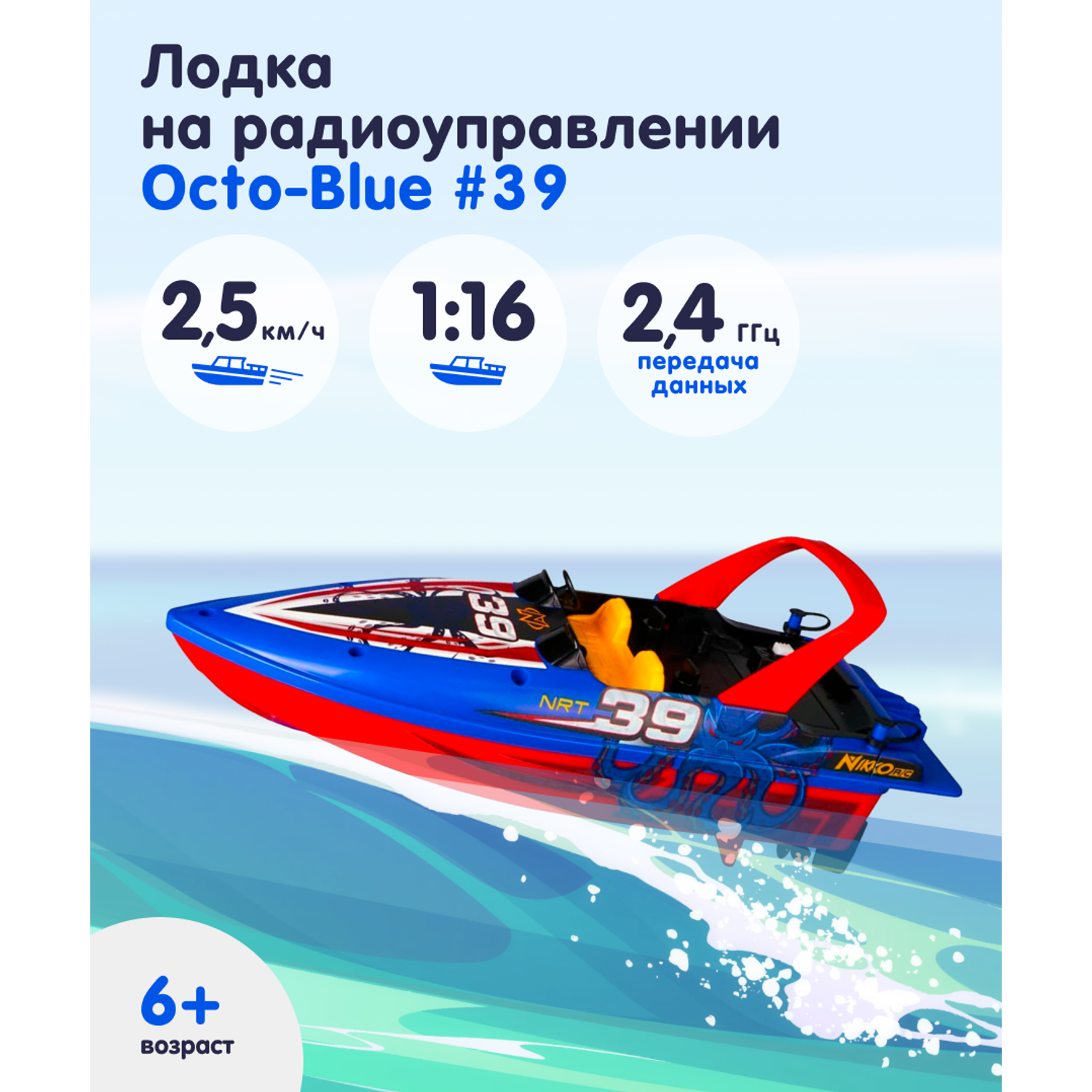 Лодка NIKKO на р/у Octo-Blue 39 - фото 1
