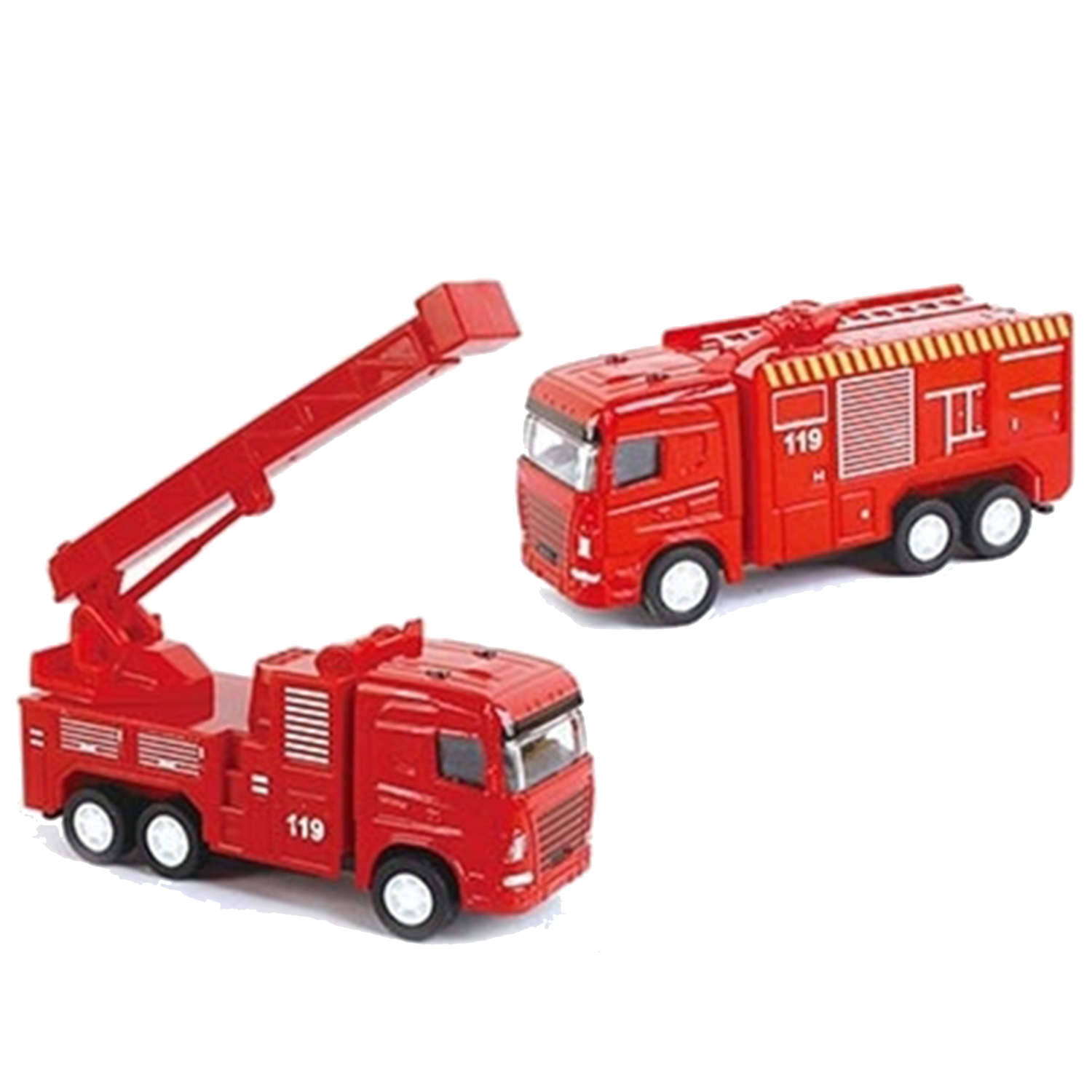 Набор машинок AUTOGRAND 2 пожарные металлические модели с инерционным механизмом 10 см 88614 - фото 1