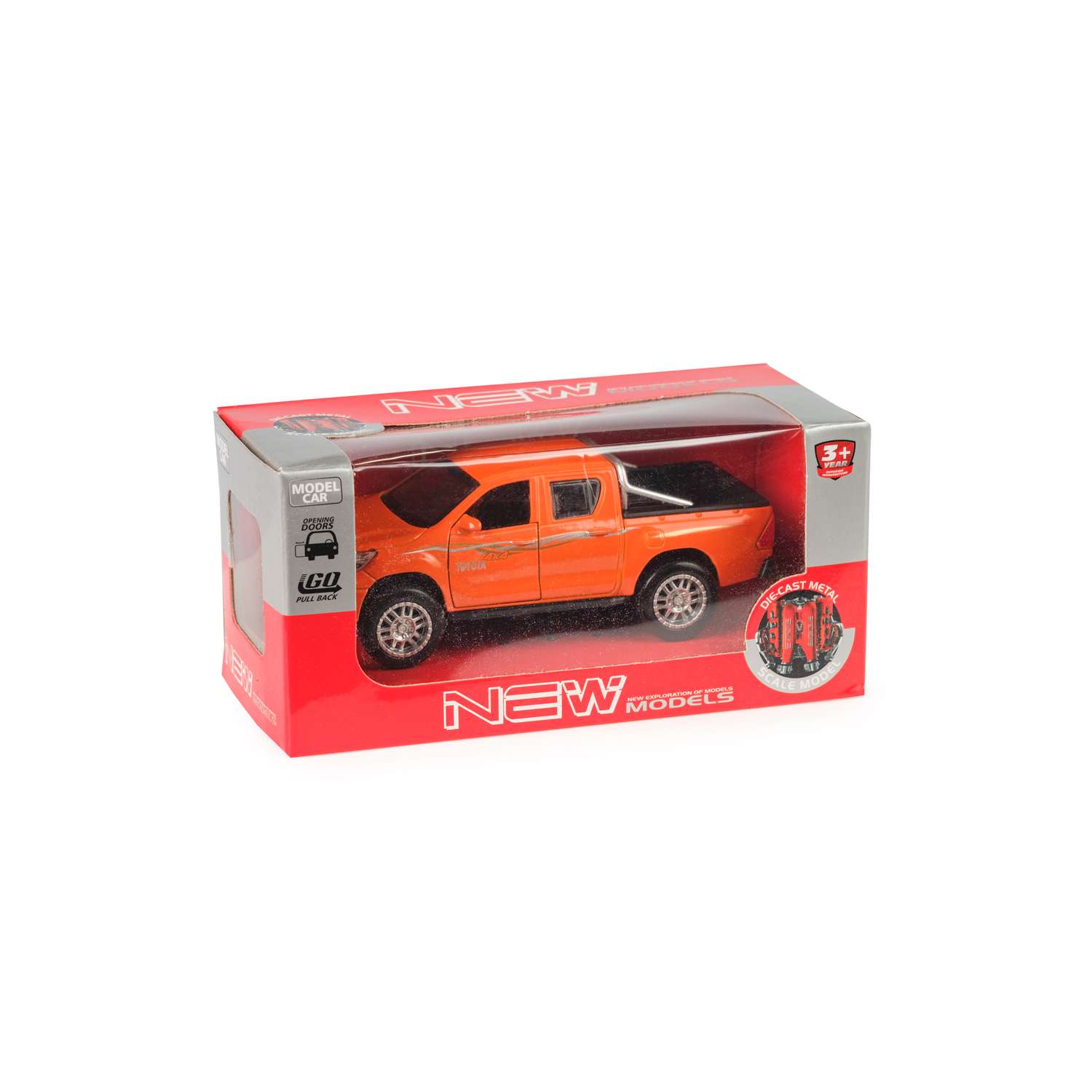 Игрушка HUADA Металлическая инерционная модель автомобиля Toyota Hilux Оранжевый 1790969/11 - фото 2