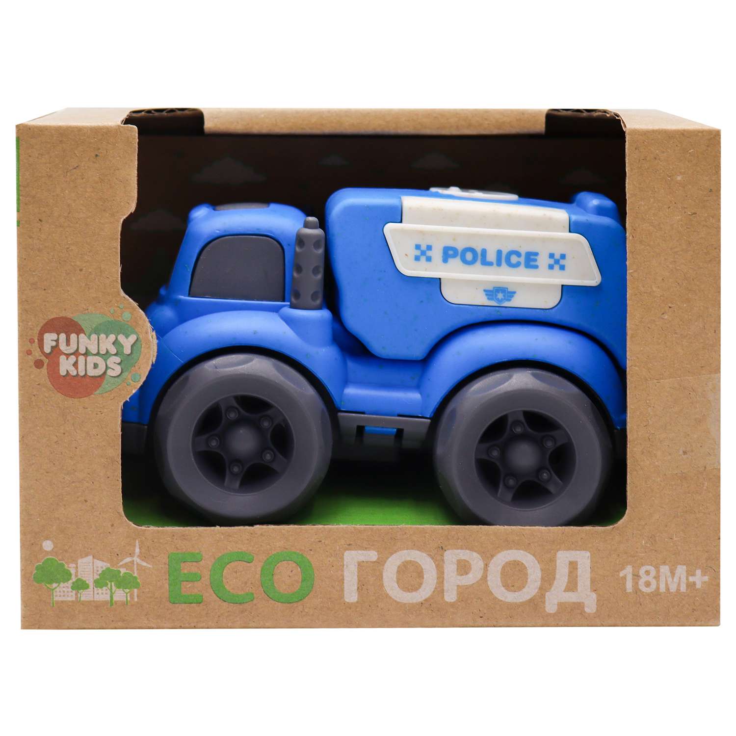 Игрушка Funky Toys Эко-машинка полиция Синяя 10 см FT0278077 - фото 2