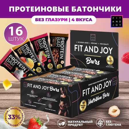 Протеиновые батончики ассорти FIT AND JOY Без глазури 16шт х 40 гр