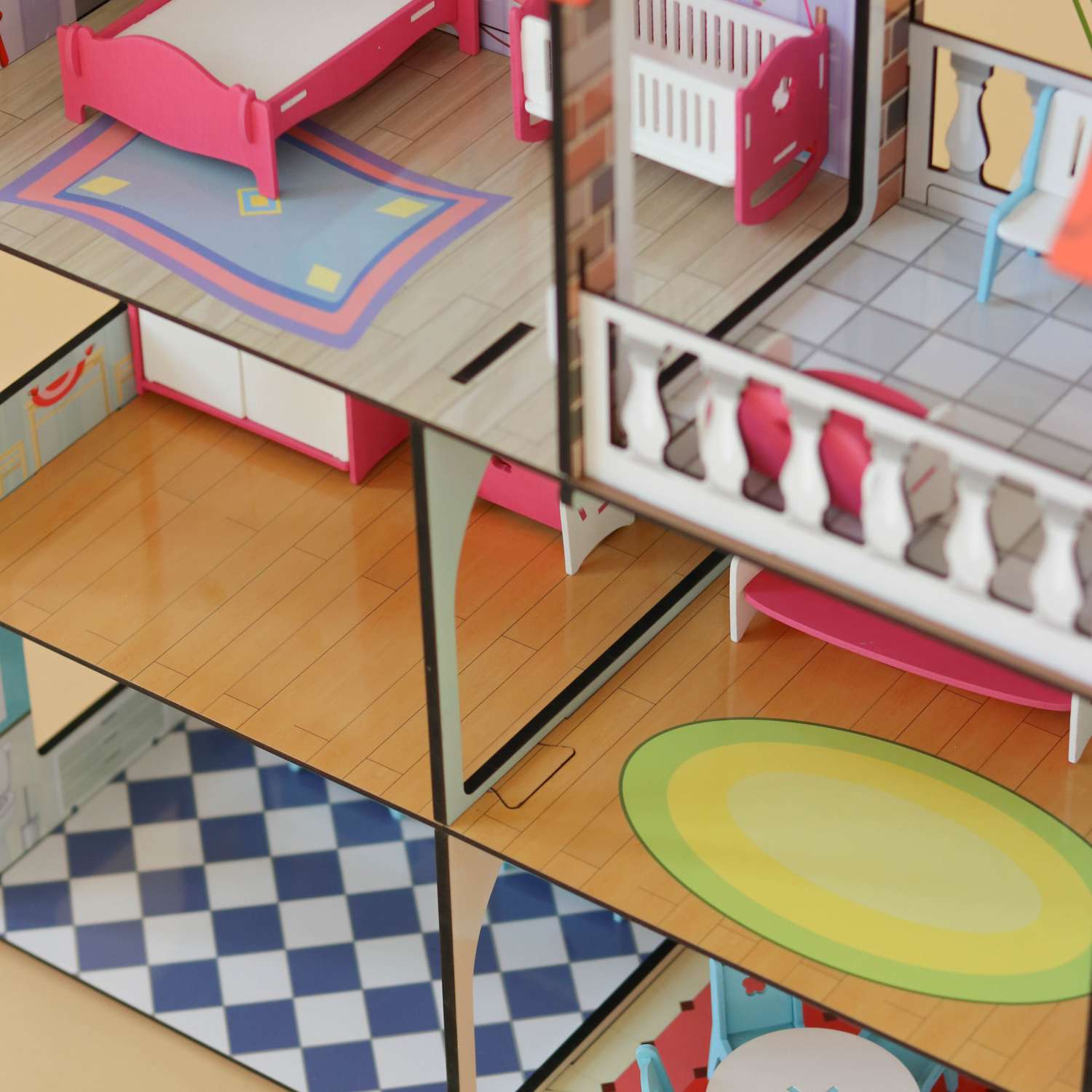 Кукольный домик энчантималс Alatoys игровой центр для барби 3 этажа 6 комнат КД02 - фото 9