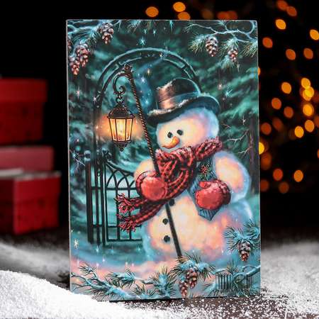 Доска Доляна разделочная «С Новым Годом! Снеговичок» 23×16 см