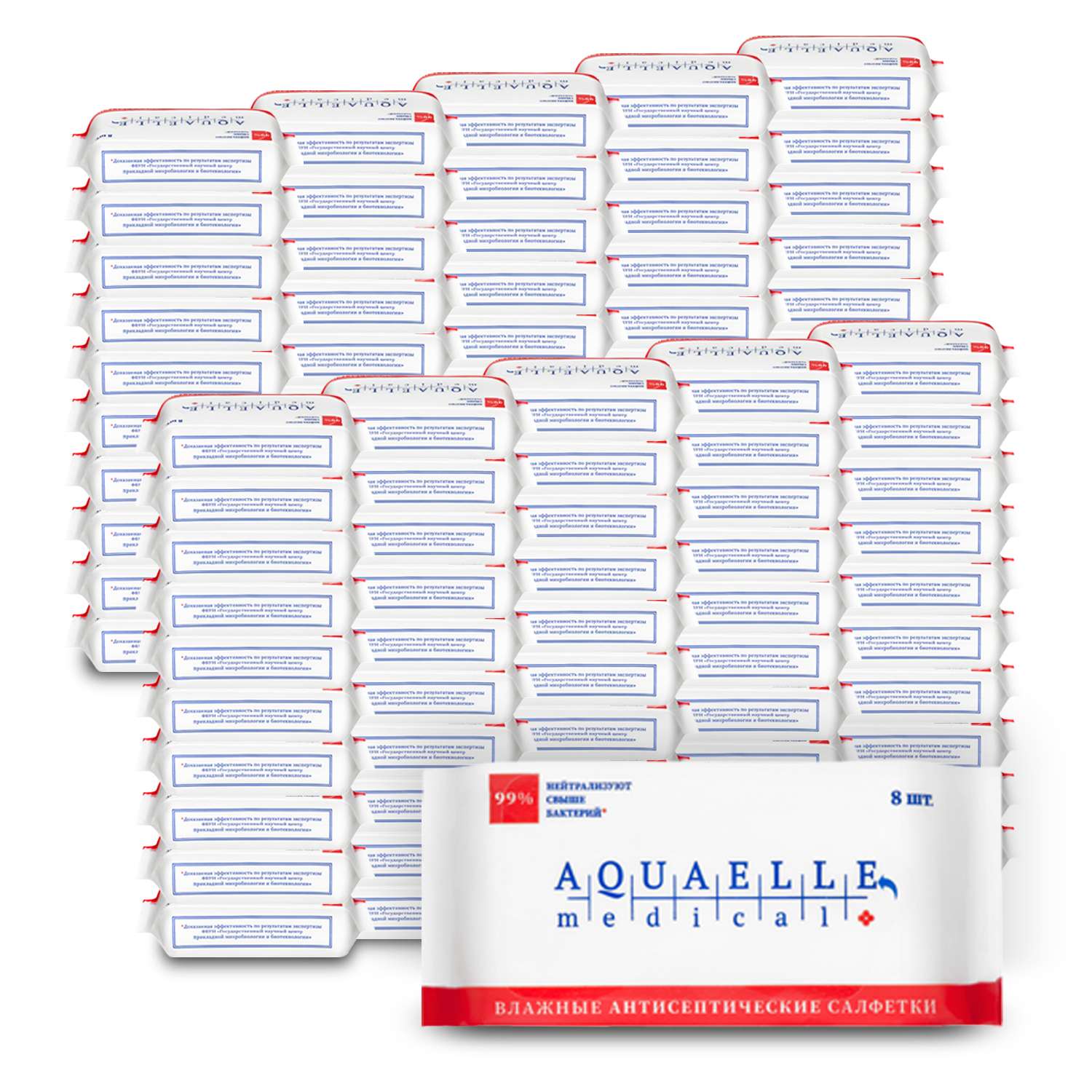Влажные салфетки Aquael Medical антисептические мини 100 упаковок по 8 шт - фото 1