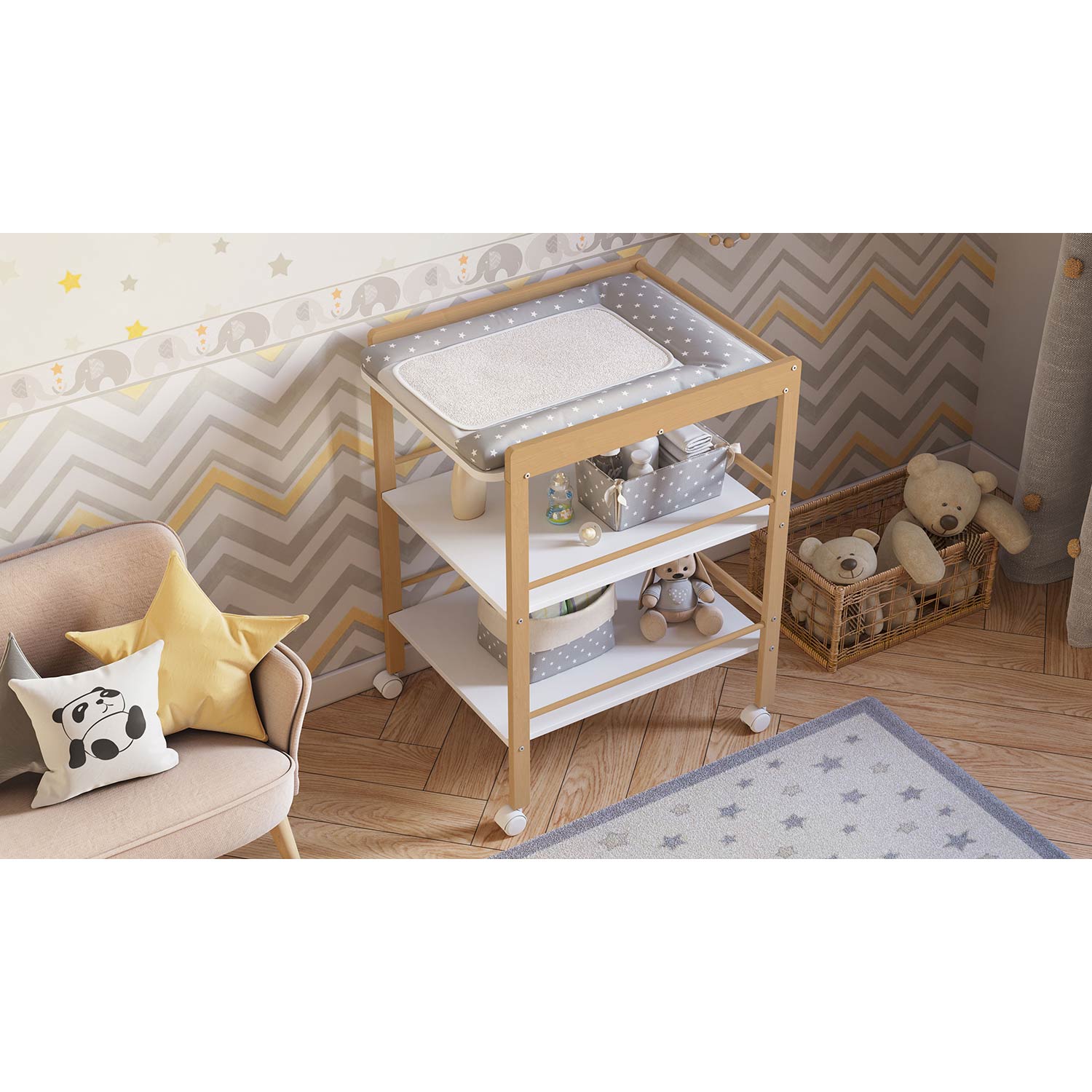 Пеленальный столик Polini kids Simple 1090 на колесиках - фото 17