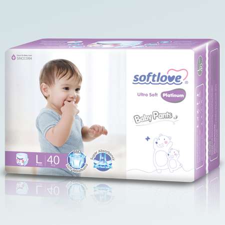 Подгузники-трусики Softlove детские размер L 9-14кг 40шт