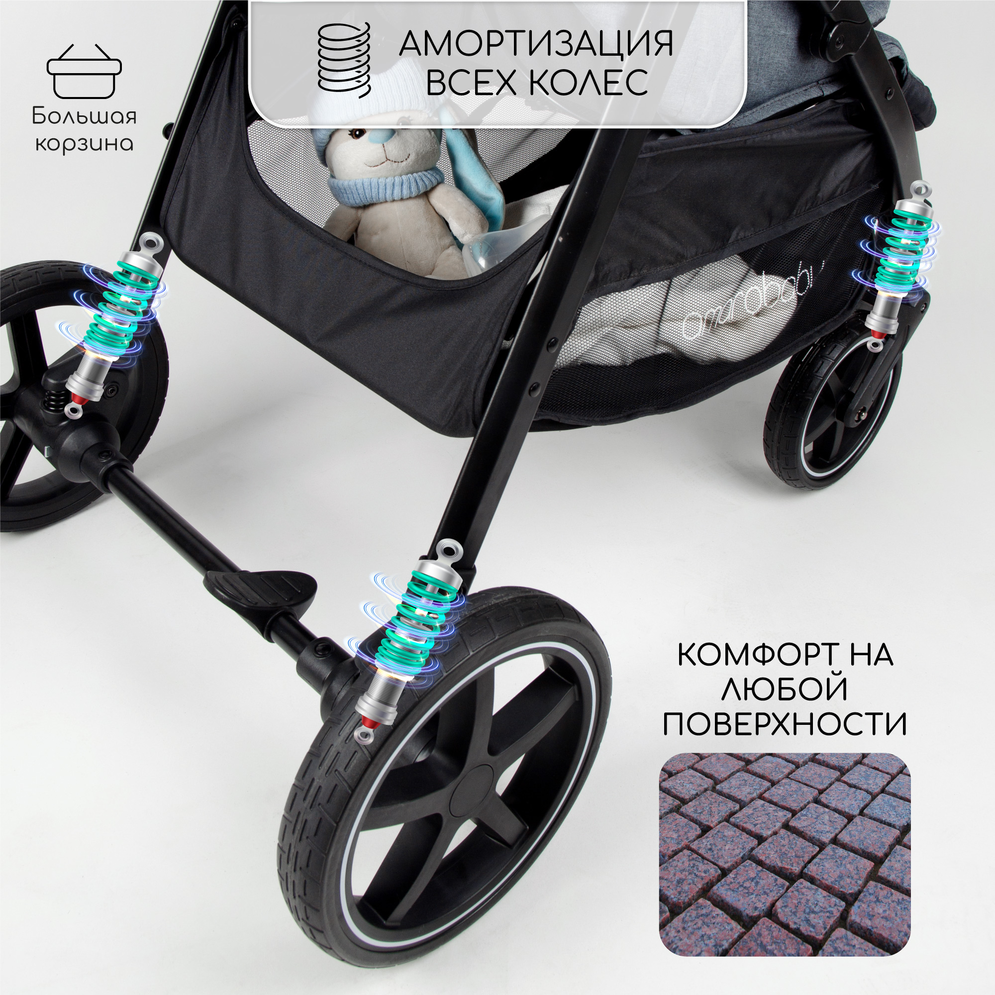 Прогулочная коляска Amarobaby StrollinJoy серый - фото 6