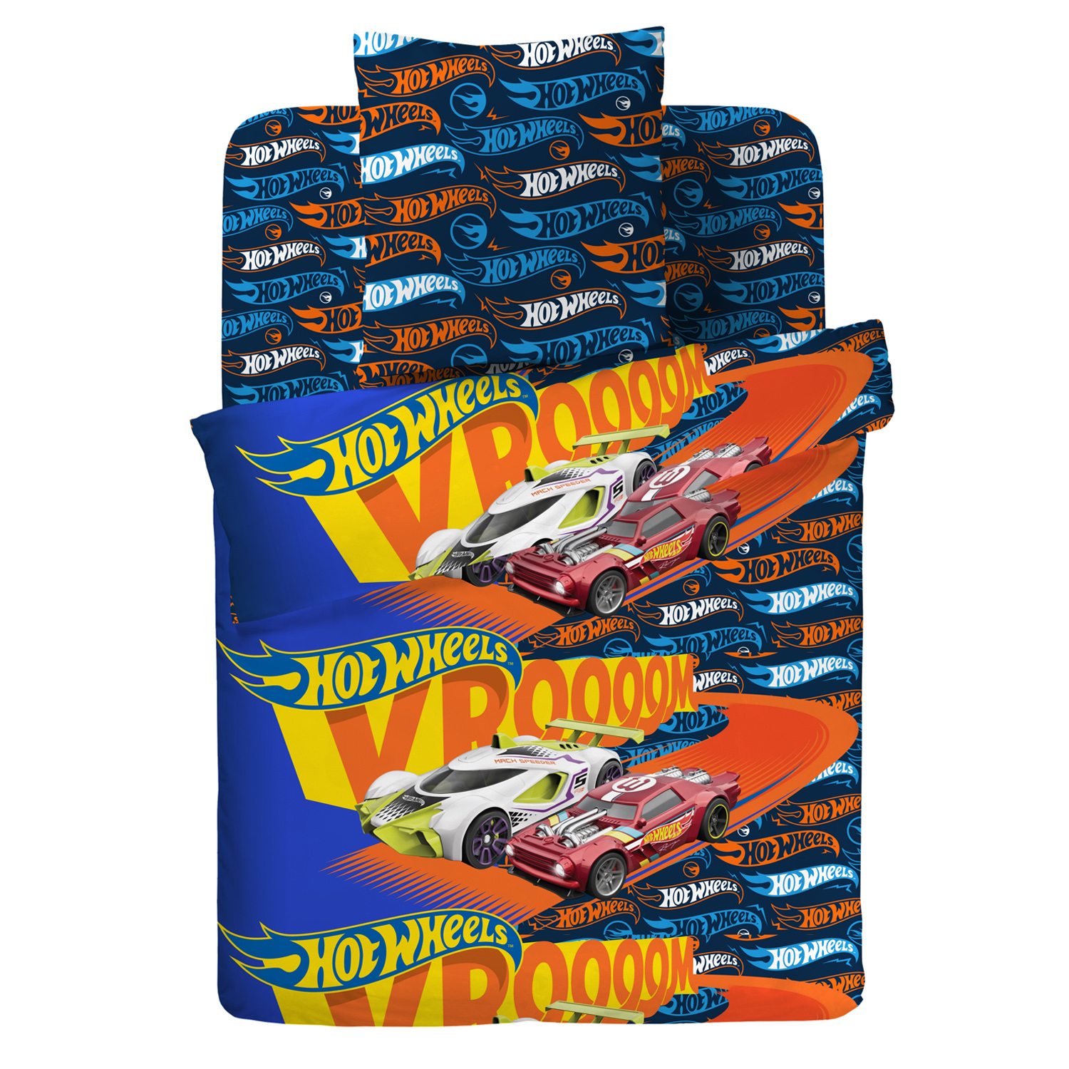 Комплект постельного белья Павлинка Hot wheels бязь 1.5 сп гонки - фото 1