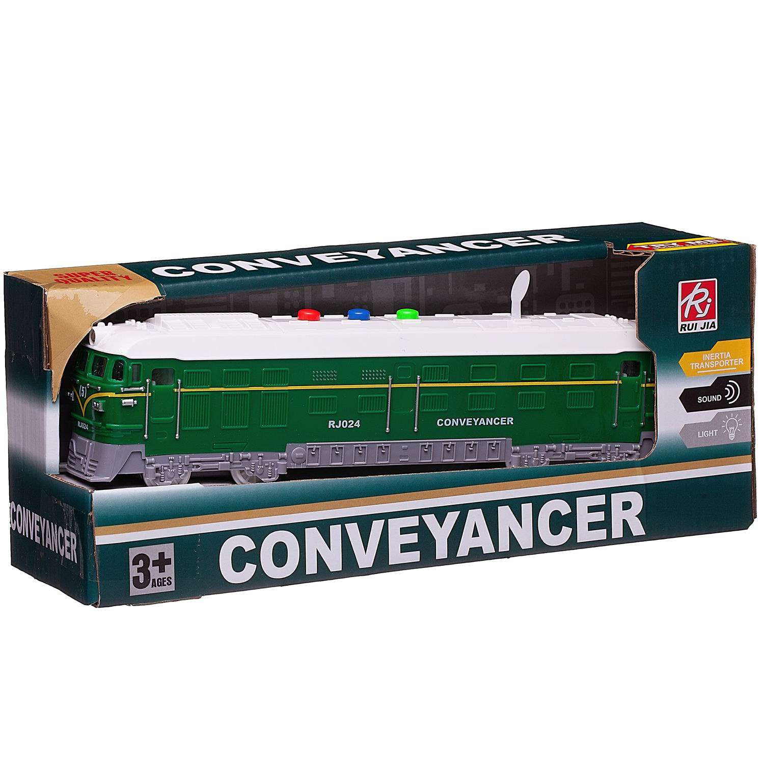 Поезд ABTOYS локомотив зеленый пластмасовый фрикционный свет звук RJ024/зеленый - фото 2