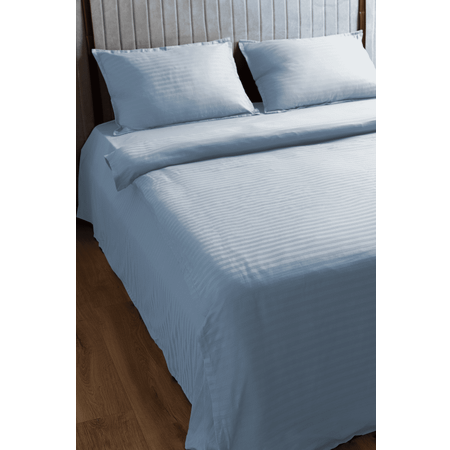 Комплект постельного белья LELIT 2-х спальный 100% страйп-сатин 145гр/м2 голубой