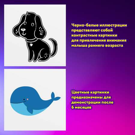 Развивающие карточки Юнландия для новорожденных 6 книжек для развития зрения с пеленок