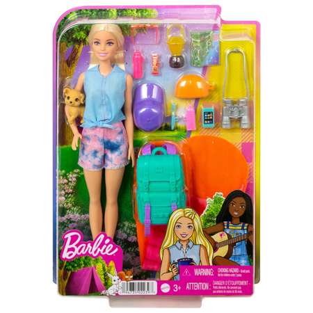 Набор игровой Barbie Малибу Кемпинг кукла с питомцем и аксессуарами HDF73
