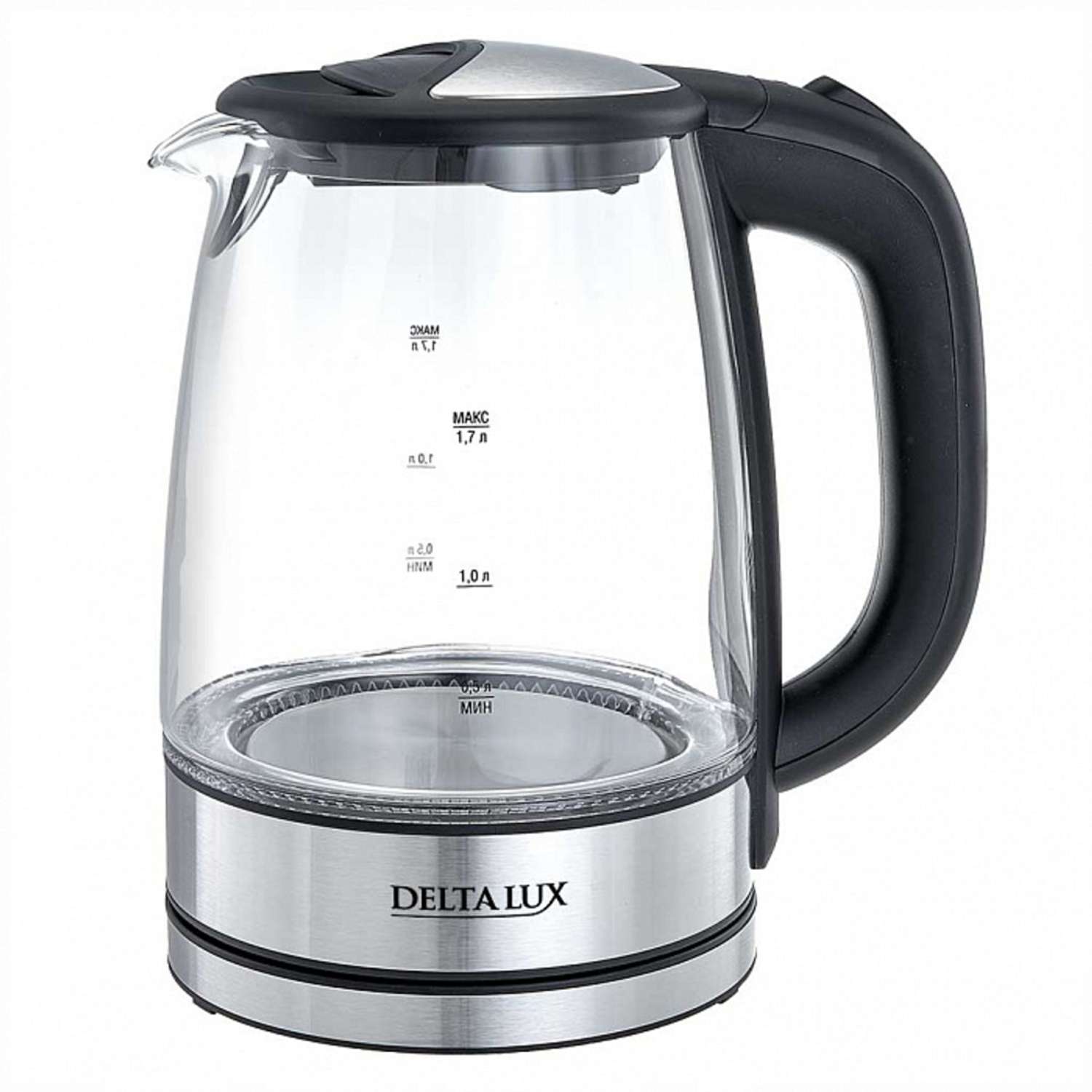 Электрический чайник Delta Lux DL-1204В корпус из жаропрочного стекла чёрный 2200 Вт - фото 1