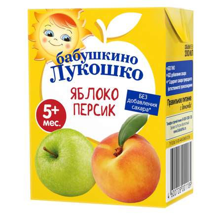 Сок Бабушкино лукошко яблоко-персик 200мл с 5месяцев