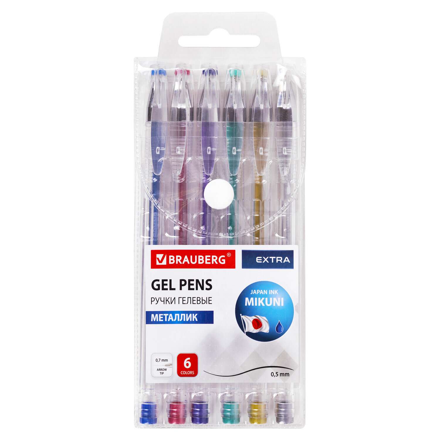 Ручки гелевые Brauberg цветные набор 6 штук для школы тонкие металлик - фото 2