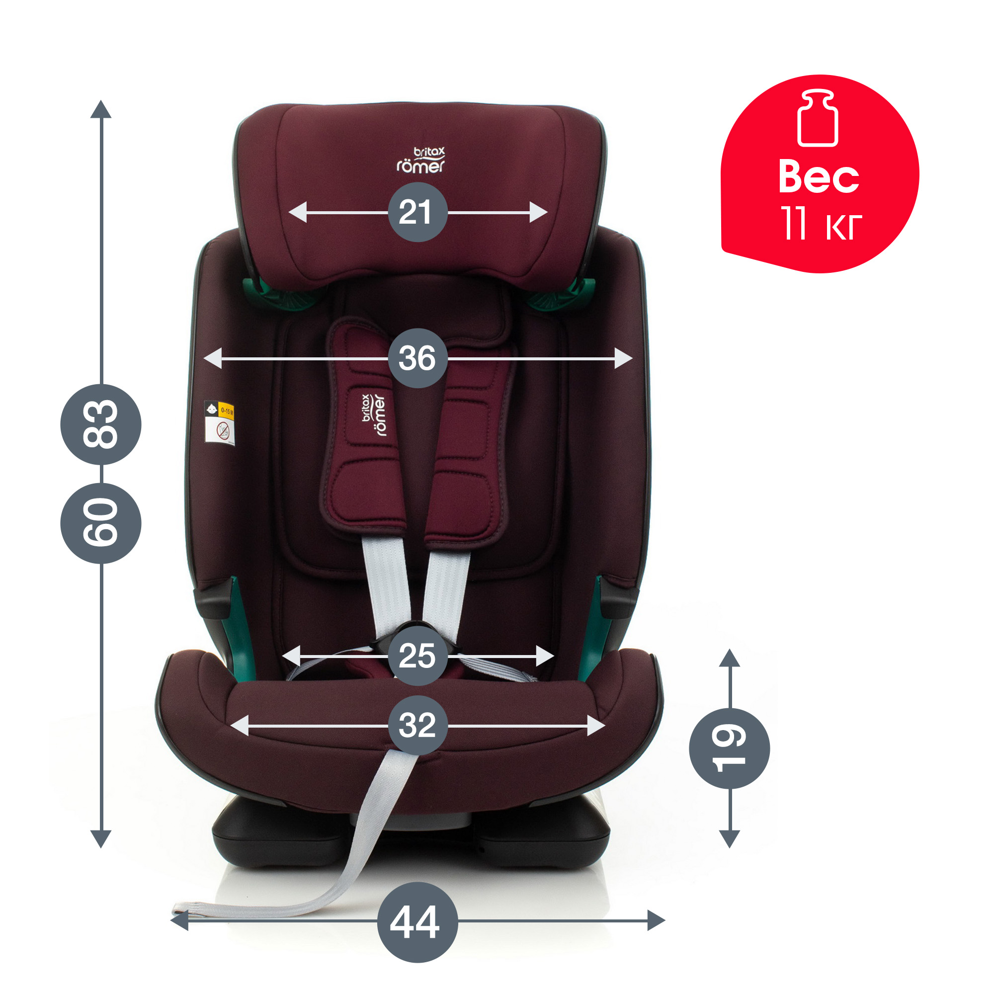 Автокресло Britax Roemer Advansafix M i-Size Burgundy Red Trendline - фото 12