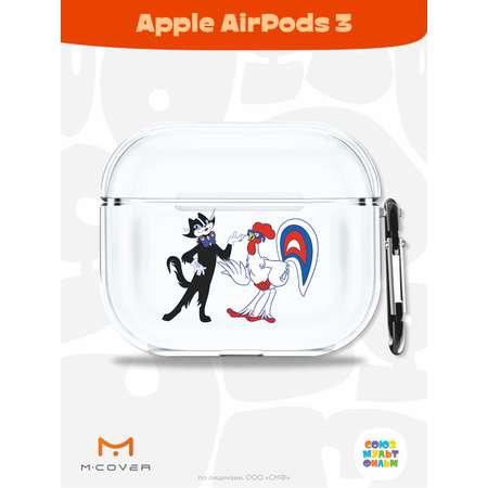 Силиконовый чехол Mcover для Apple AirPods 3 с карабином Кот и Петух