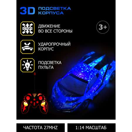 Машинка на радиоуправлении AUTODRIVE гоночная 1:14 с пультом 4 канала 27MHz 3D подсветка корпуса