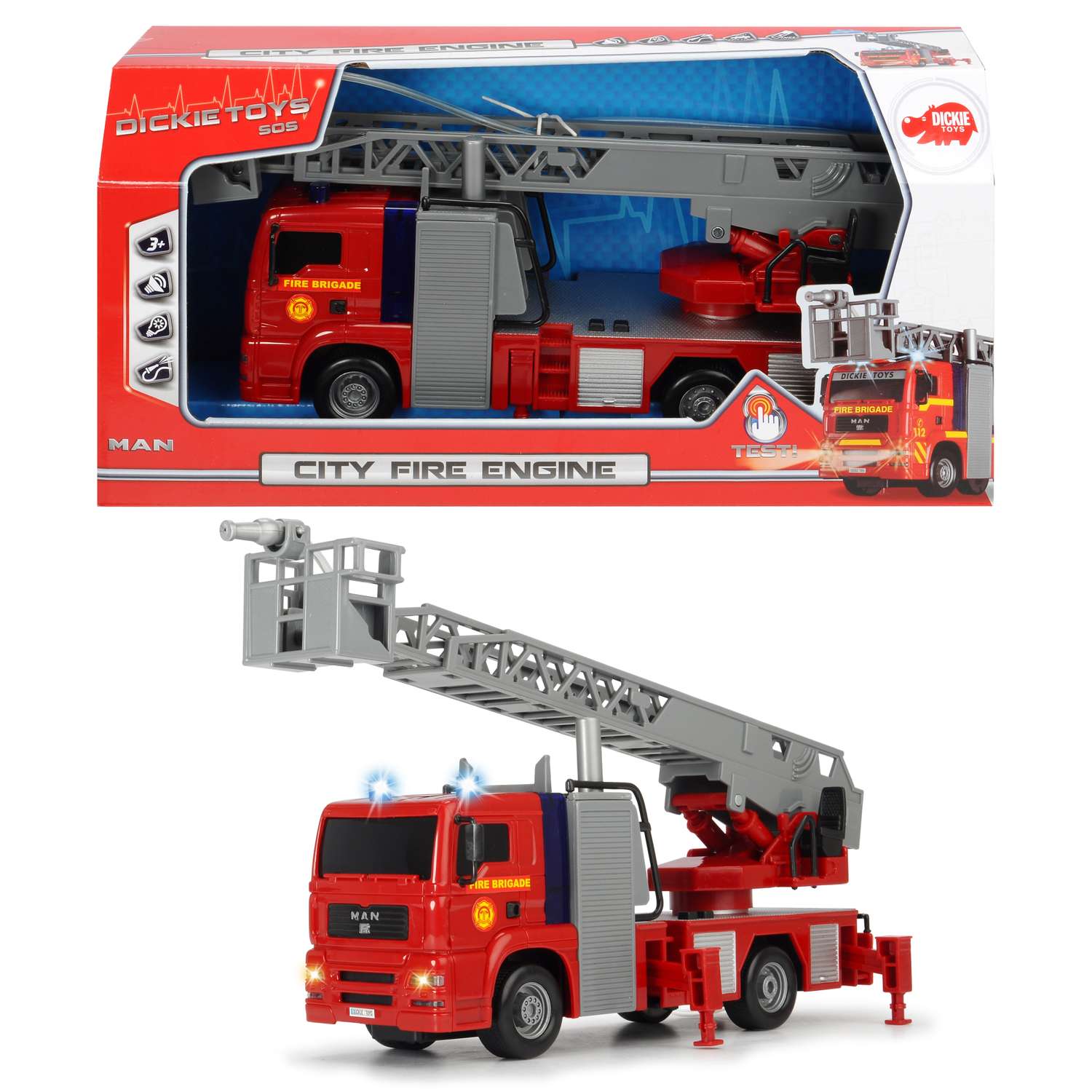 Пожарная машина Dickie 31 см со световыми и звуковыми эффектами 3715001 - фото 2