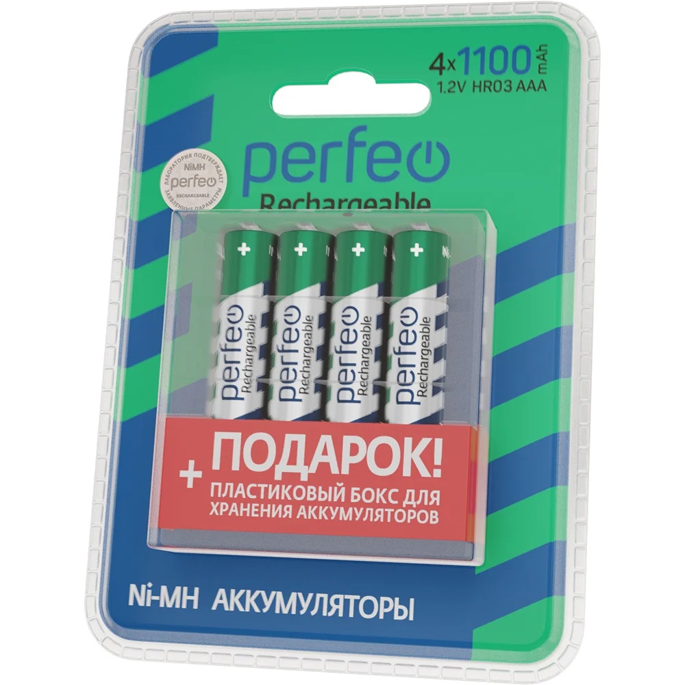 Аккумуляторные батарейки Perfeo мизинчиковые PF AAA1100/4BL+BOX - фото 3