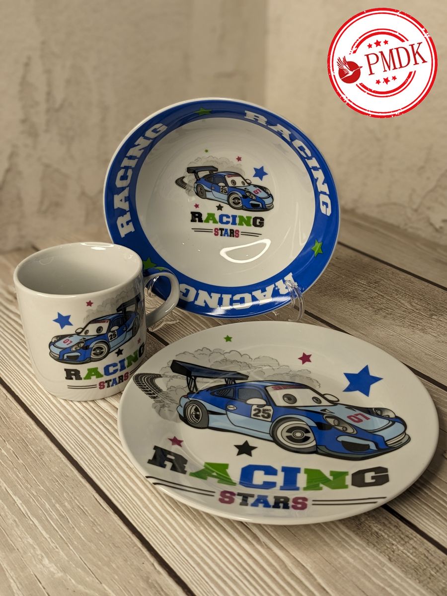 Набор детской посуды Daniks Крутой гонщик C622 3 предмета керамика - фото 3