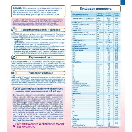 Смесь Мамако Premium на козьем молоке 800г от 0 до 6 месяцев