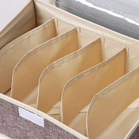 Органайзер Доляна для хранения белья с прозрачной крышкой «Тео» 6 отделений 32×23×12 см цвет серый