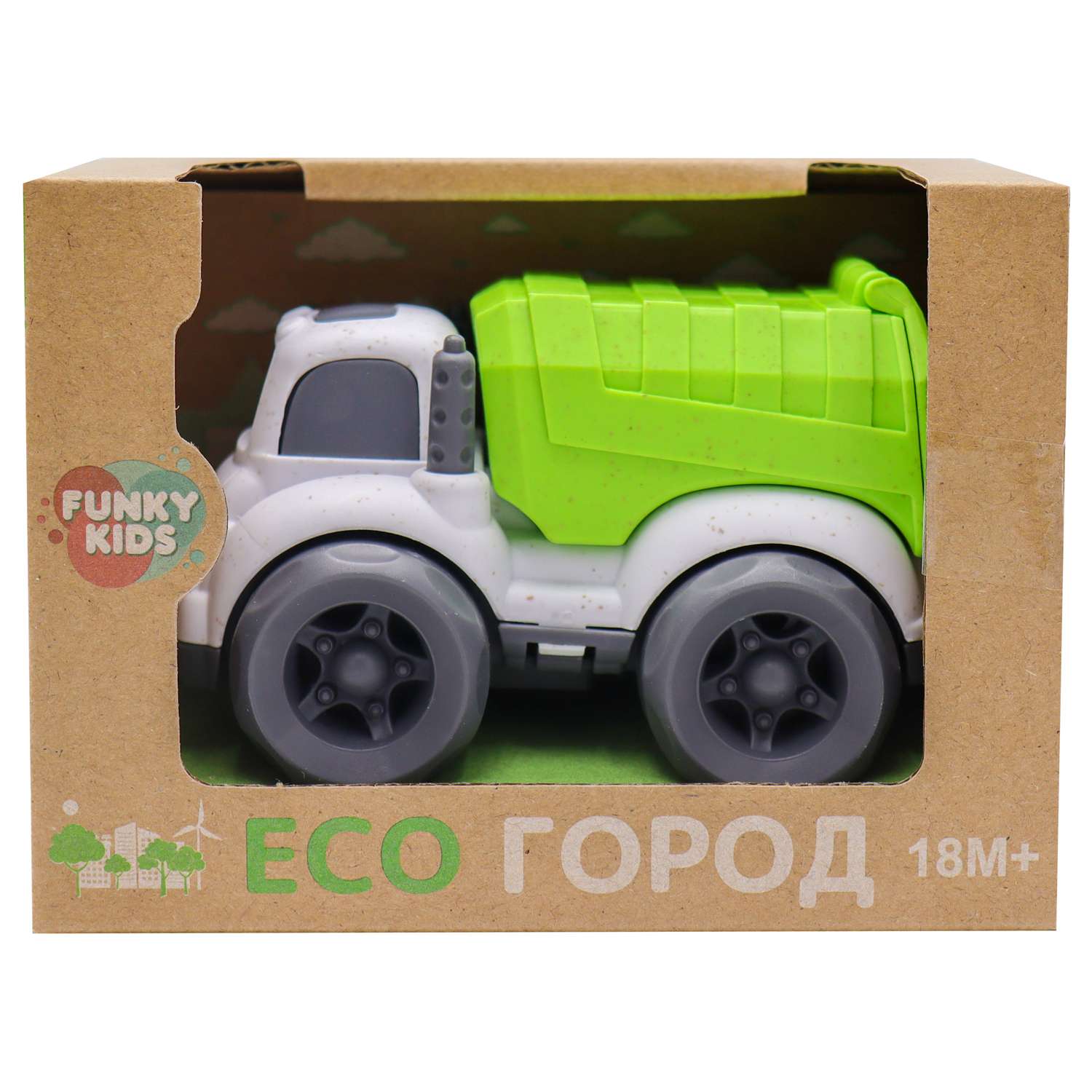 Игрушка Funky Toys Эко-машинка городская тех.Бело-Зеленая 10 см FT0278073 - фото 2