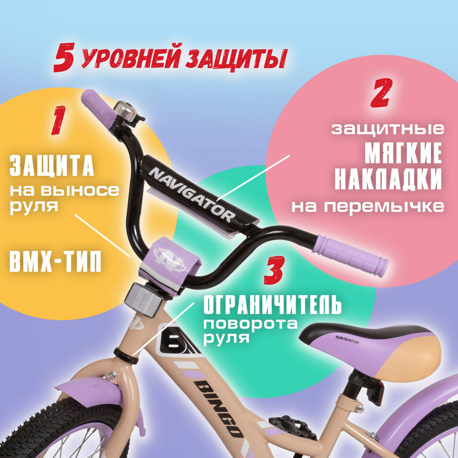 Велосипед детский подростковый Navigator Bingo 18 дюймов четырехколесный городской - фото 4